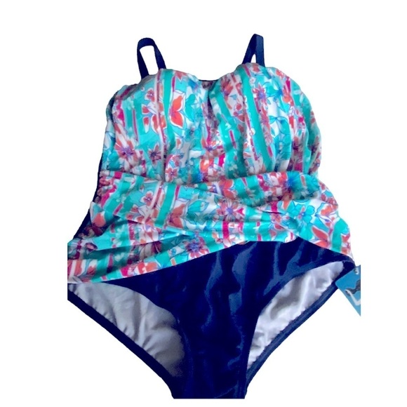 Seekers Contour One Piece Floral Swimsuit, 18W - Picture 2 of 7